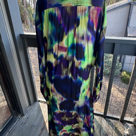 SOLD!  Dries Van Noten Blurred Tie Dye Shirtdress FR38/US6 - Picture 10 of 15